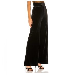 Lovers + Friends‎ black velvet long tall wide leg pants size L Tall